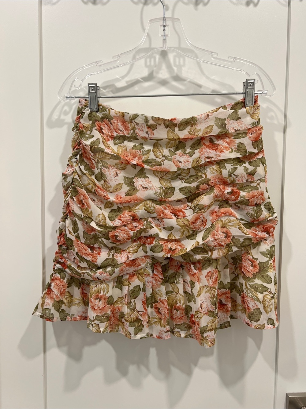 Petal & Pup Pink Floral Ruffle Mini Skirt